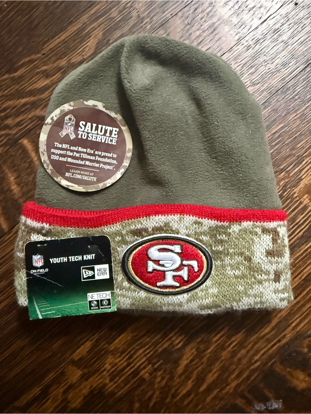 New Era Kids (toddler) San Francisco 49ers Olive and Red Cuffed Knit Beanie